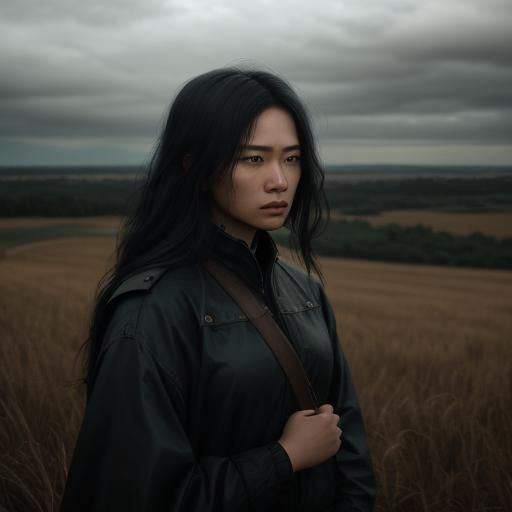 Cinematic Portrait of a Determined Woman at Dusk