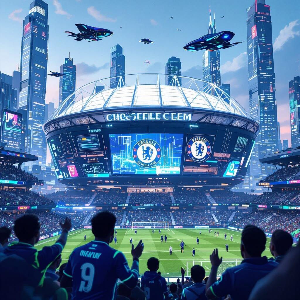 Cyberpunk Chelsea Stadium of the Future