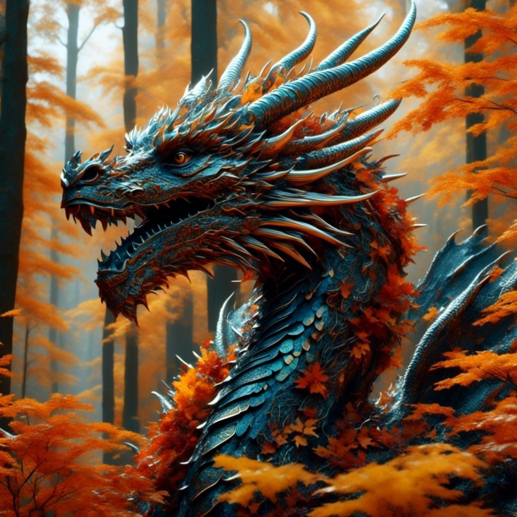 Elegant Dragon in Autumnal Forest