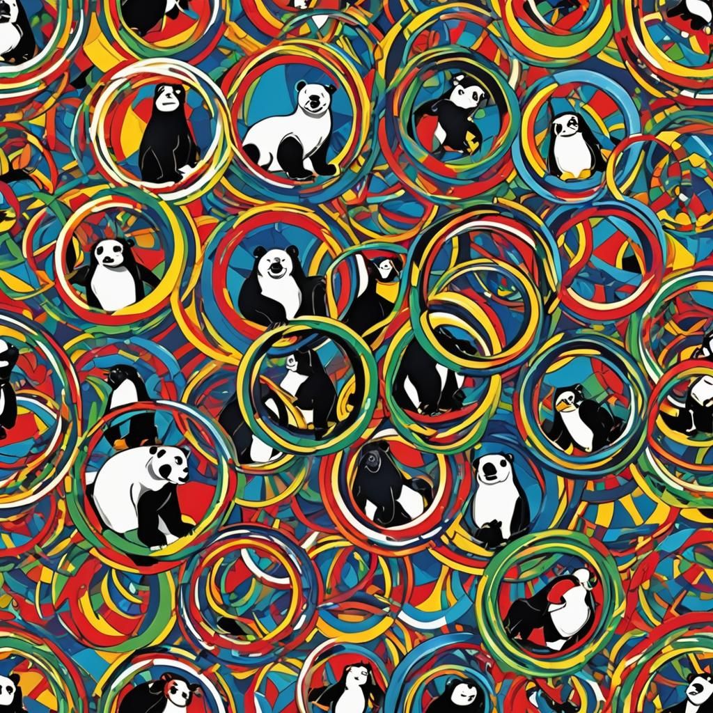 Olympic Rings of Animals in Pop Art Style