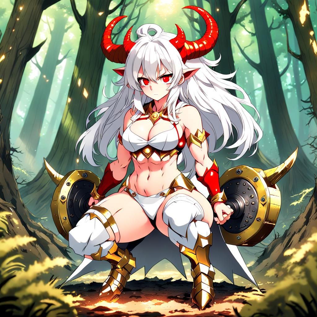 Anime Muscle Succubus in Magic Forest