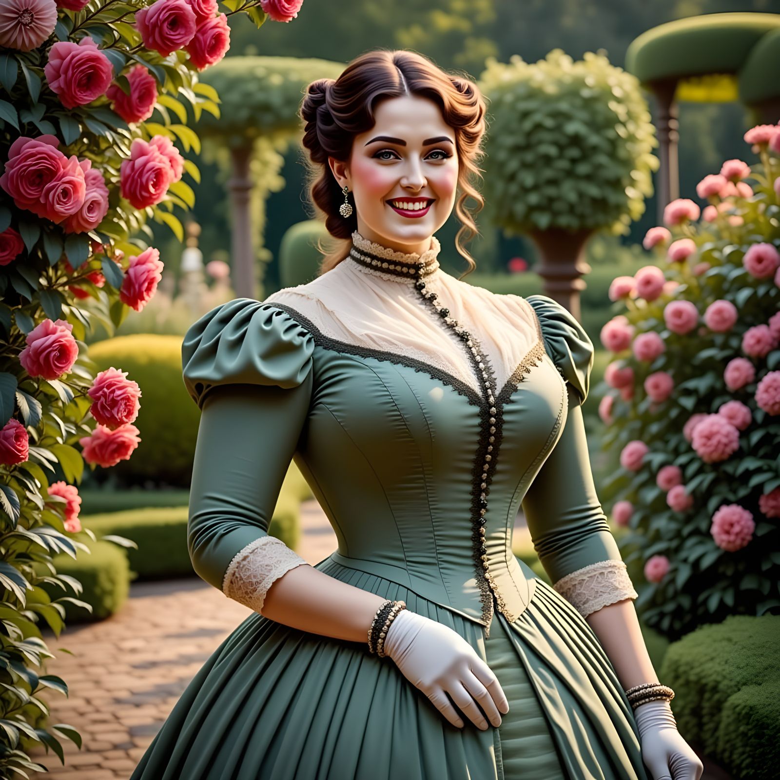 Ethereal Victorian Beauty in a Whimsical Garden