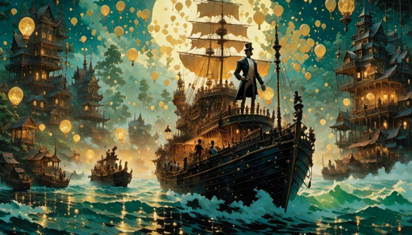 Intense Gaze of a Wise Man in Anime Style