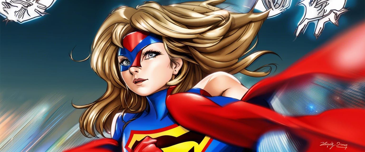 Lady Gaga as Superwoman in Comic Book Art