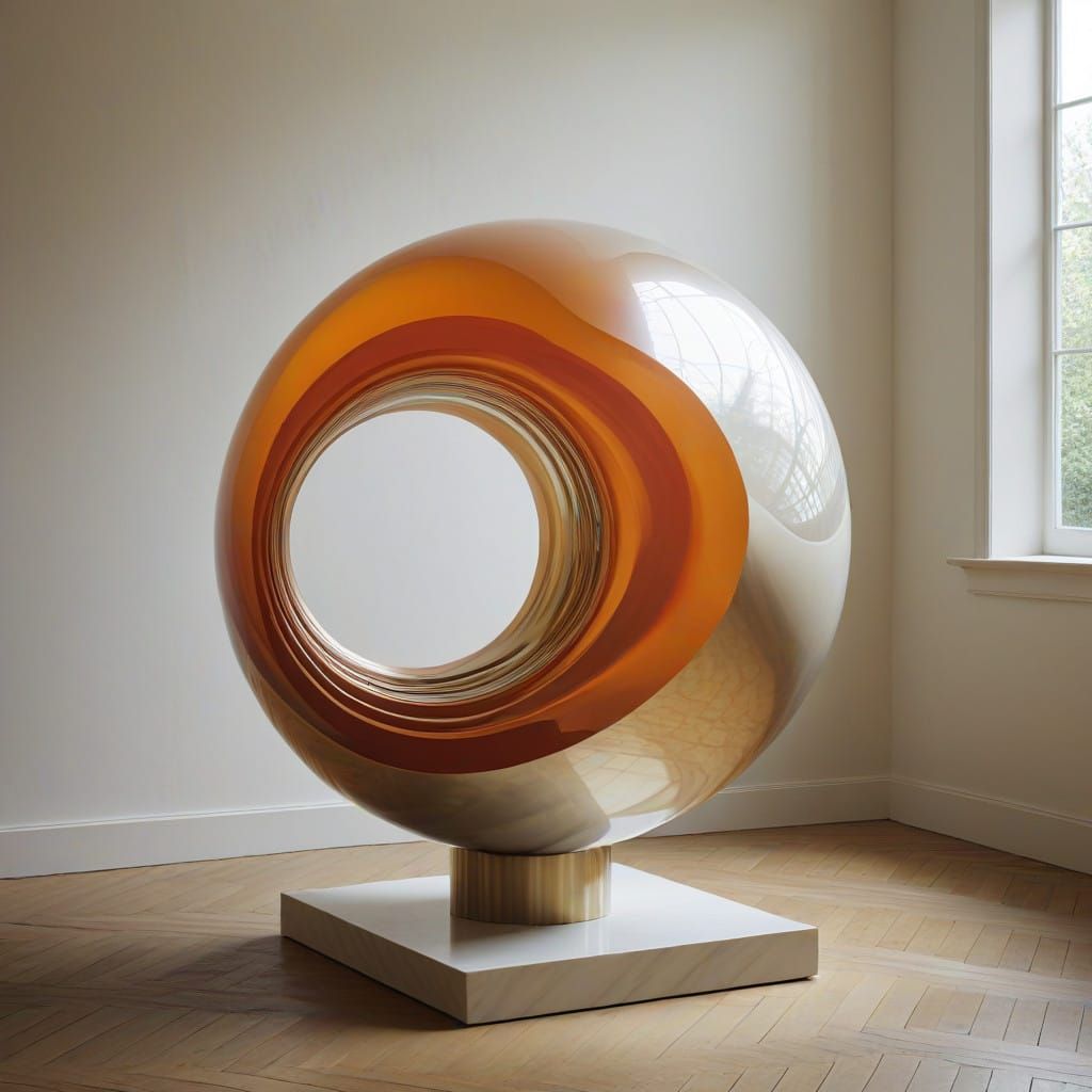 Surreal Gold and Orange Sculpture in Dreamlike State