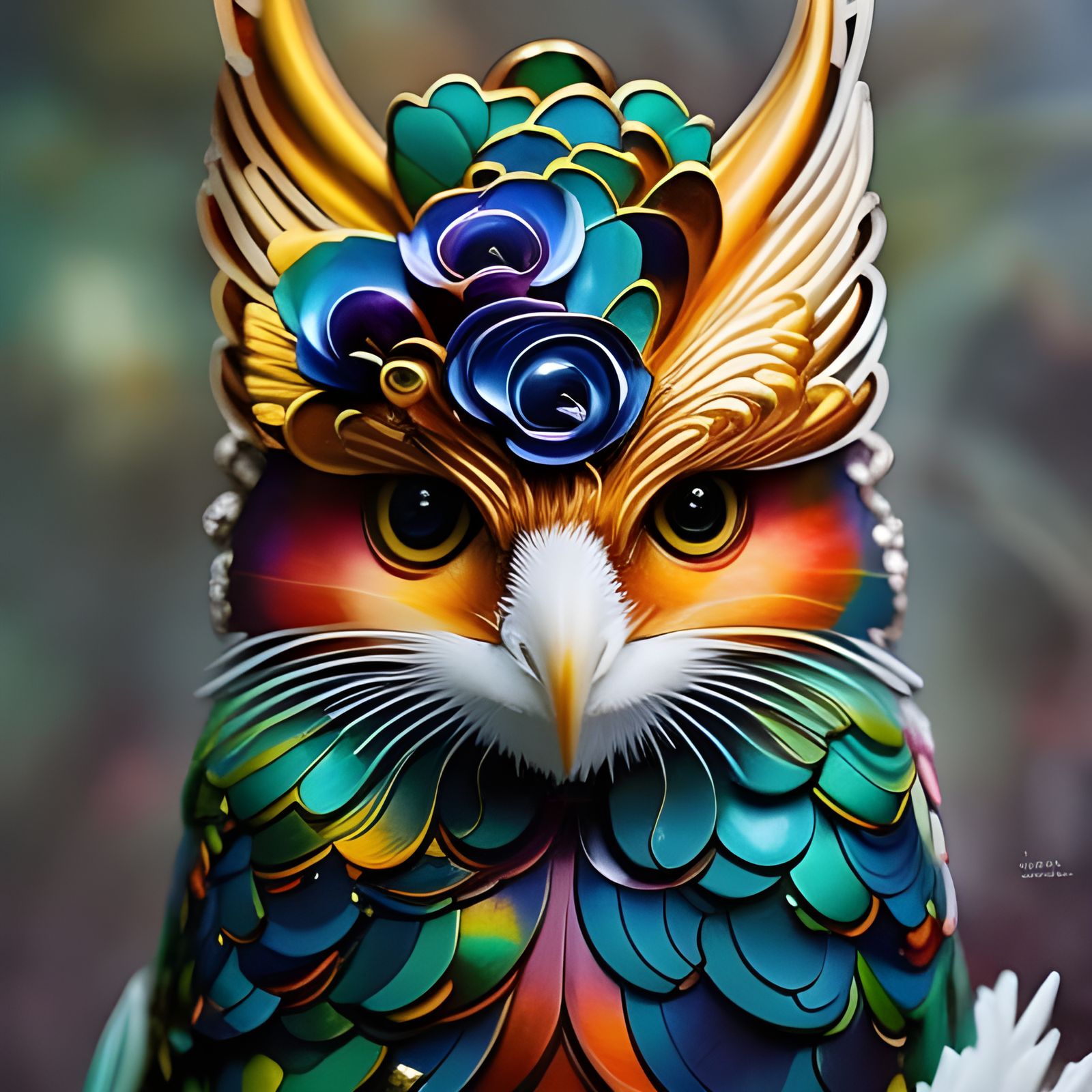 Ornate Chicken Cub in Elegant Clothes as Gouache Painting