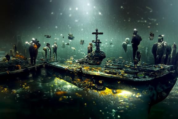 Sunken WW2 Ships in Bay of Naples: Digital Matte Painting