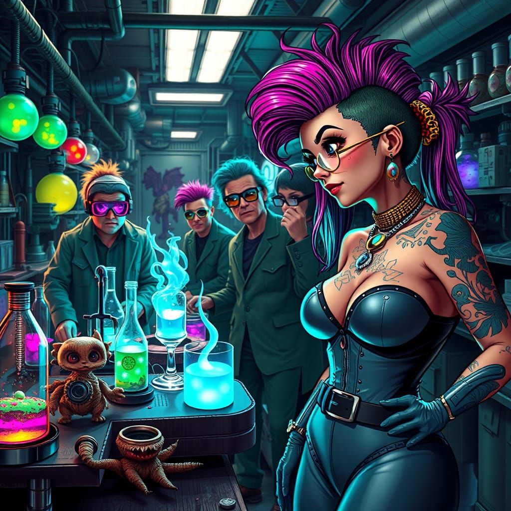 Punk Scientists Conduct Experiments Watched By ChromaWoman