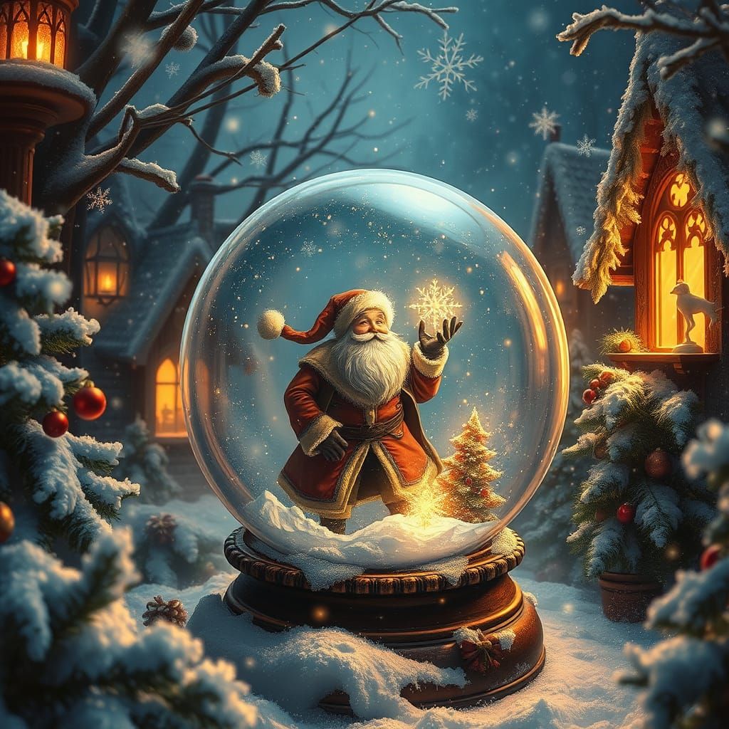 Joyful Christmas Scene in High-Fantasy Matte Painting Style