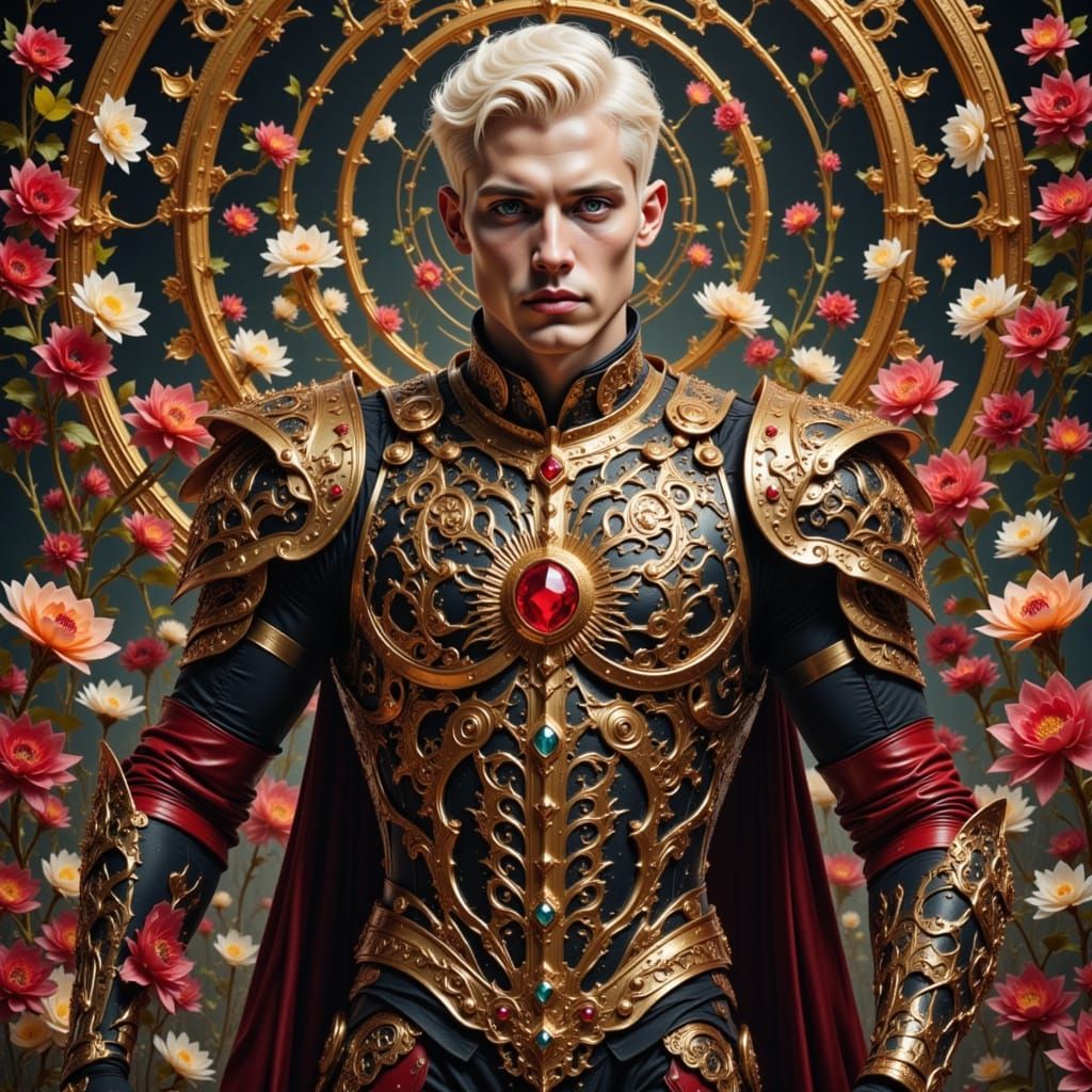 gold red black ivory filigree