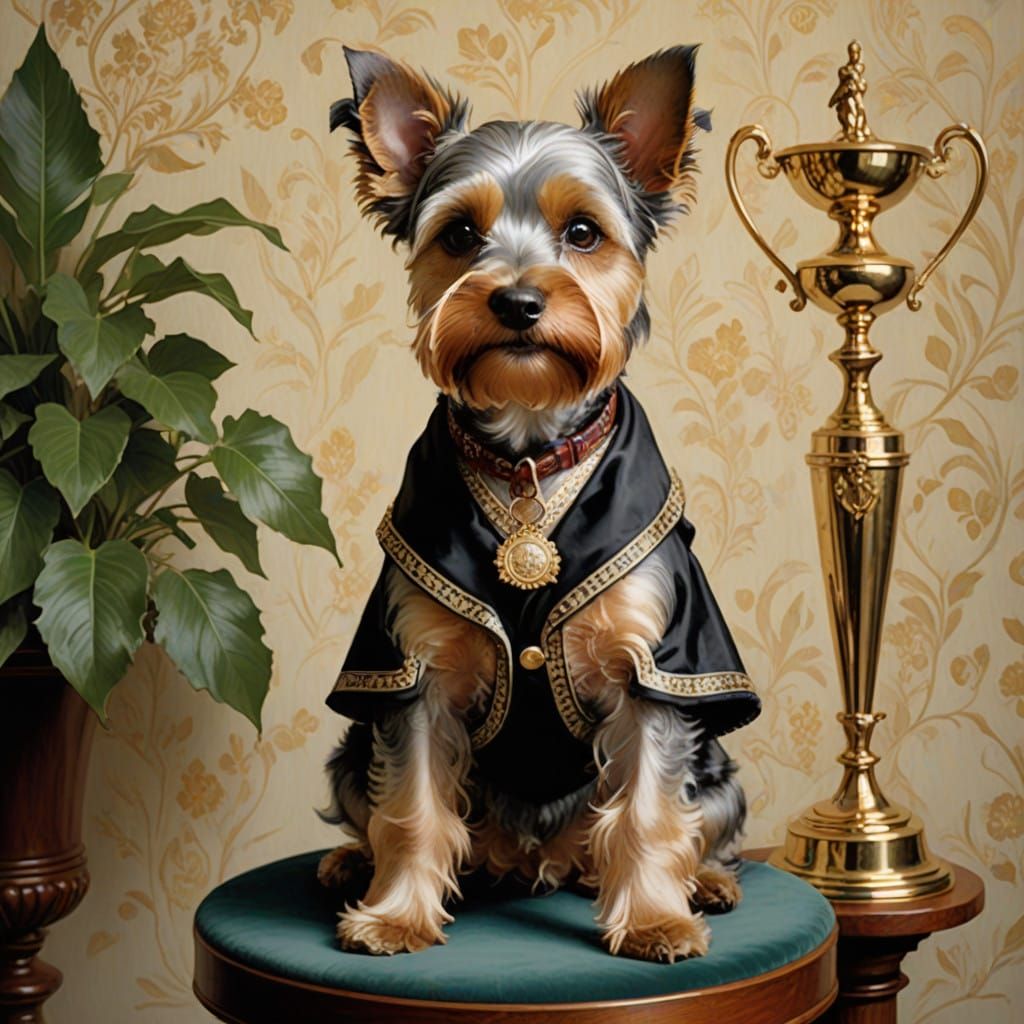 Elegant Dog Show Champion in Vintage Canine Portraiture