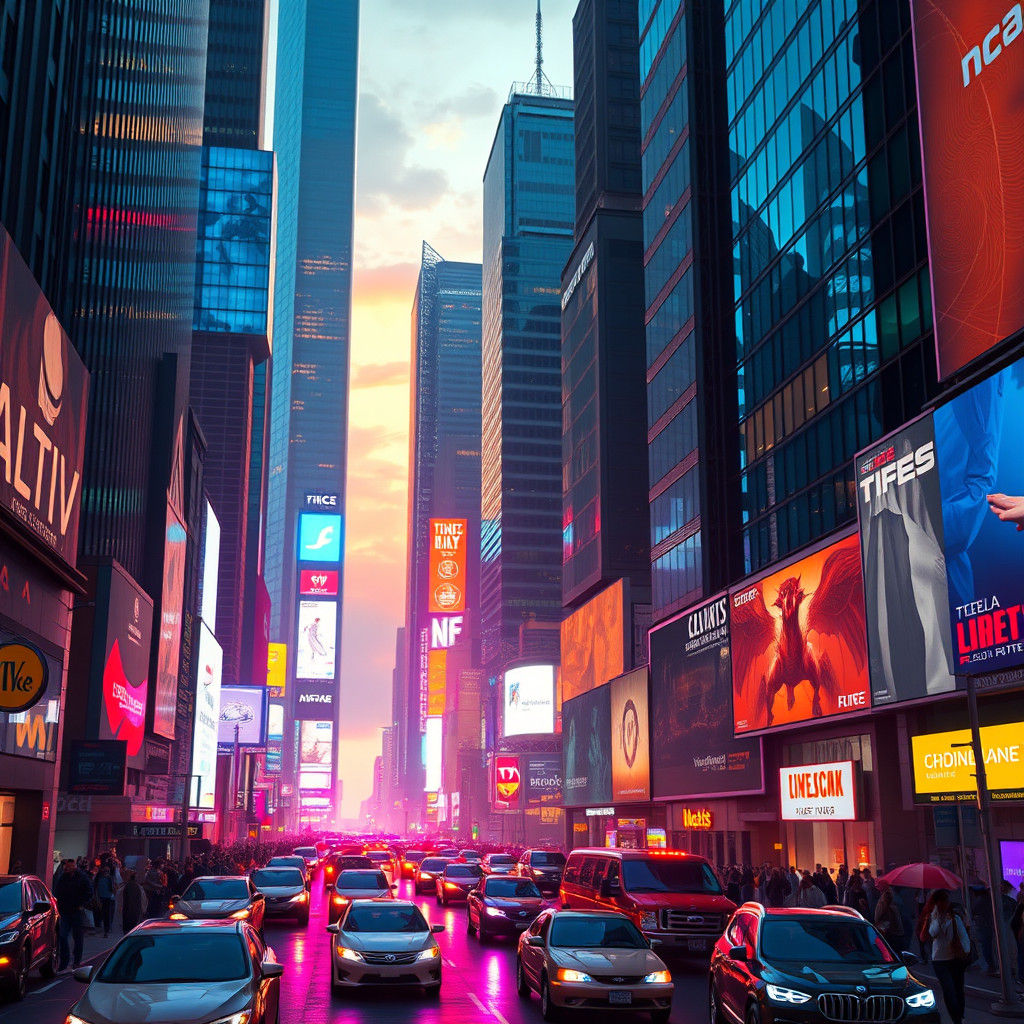 Times Square 2065: A Neon-Drenched Futuristic View