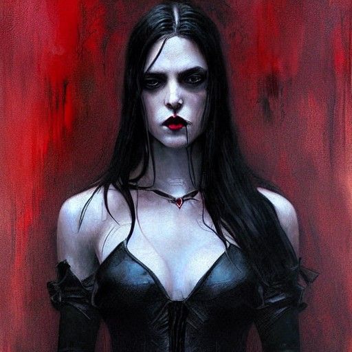 Hyperrealistic Gothic Vampire Woman Portrait