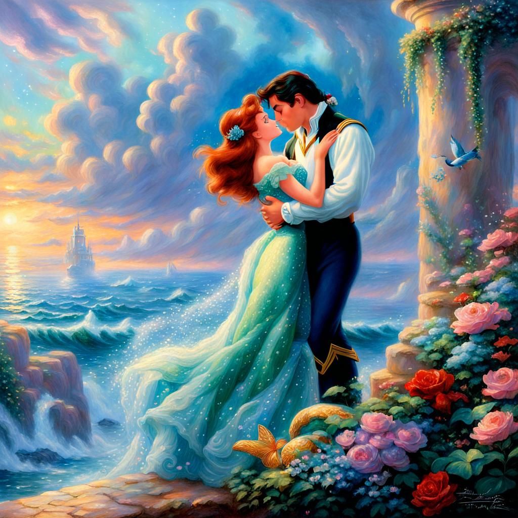 Ariel and Eric Kiss in Ethereal Fantasy Style
