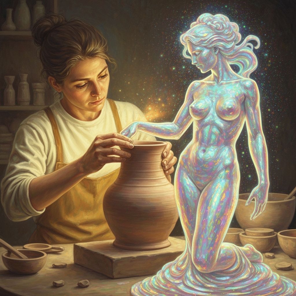 Potter Crafts Luminous Sculpture in Art Nouveau Style