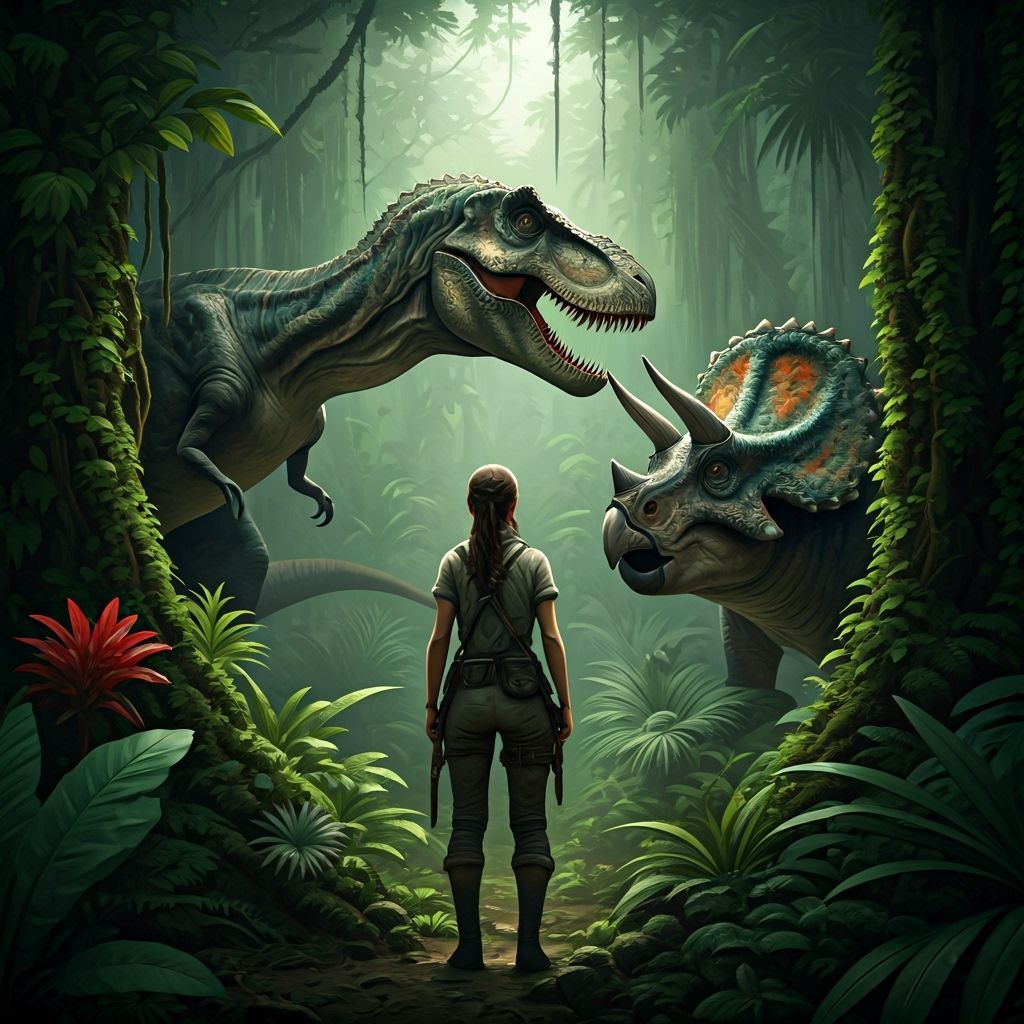 Dr. Ellie Sattler admires her Jurassic beauties with pride from a safe distance