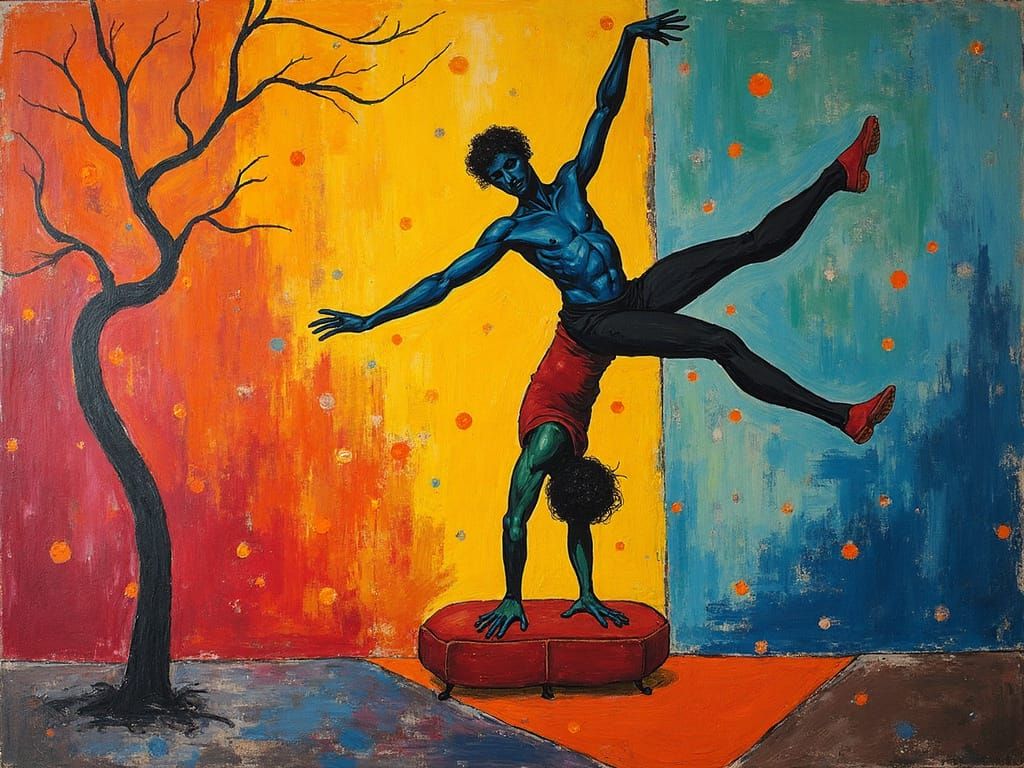 Fauvist Acrobat in Joyful Motion