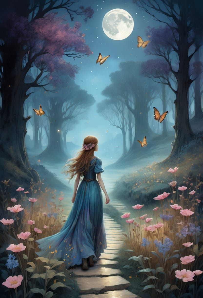 Whimsical Woodland Scene in Vintage Style