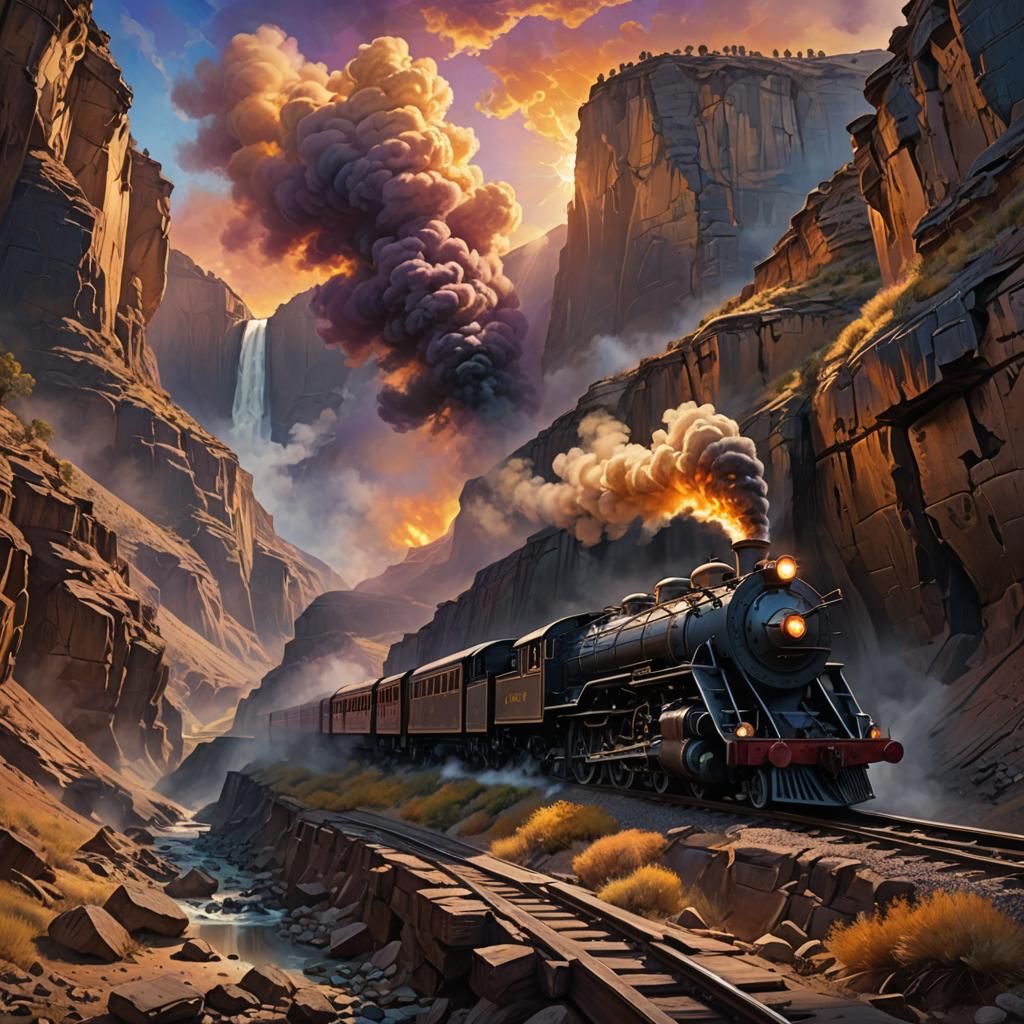 Steam Train in Western Landscape: Matte Painting