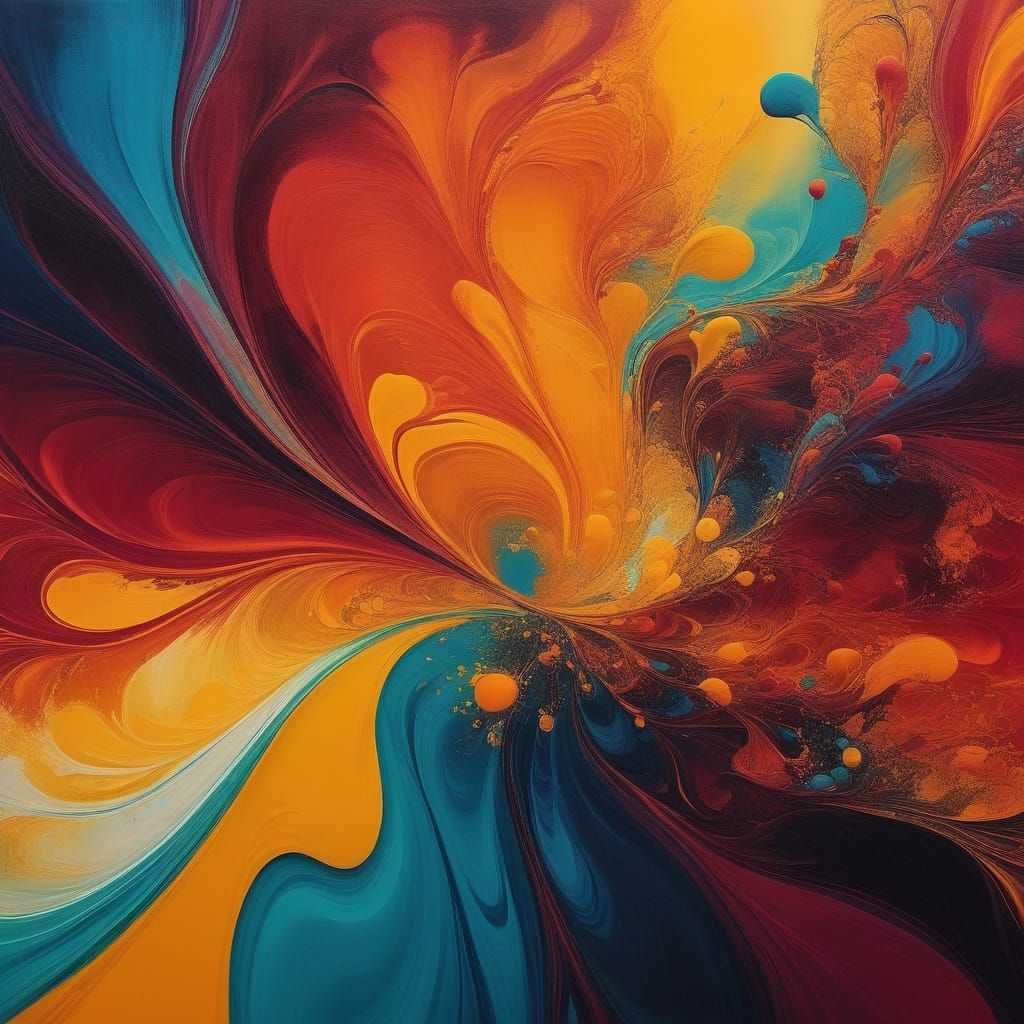 Vibrant Abstract Landscape of Cellular Structures in Warm Hu...