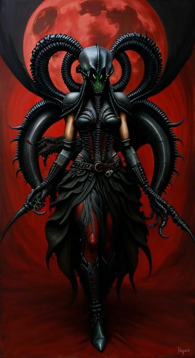 Xenomorphic Vitruvian Human in Gothic Style