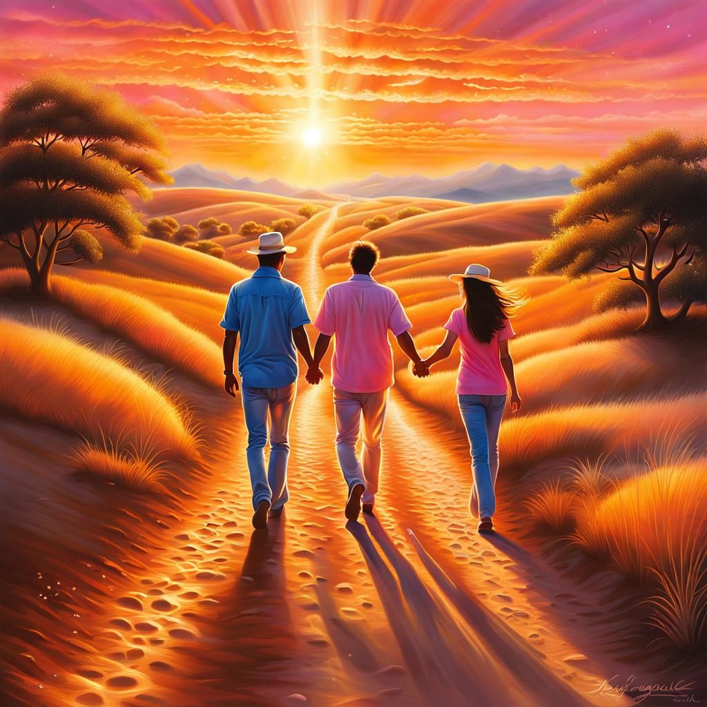 Sunset Walk: Golden Rays and Earthy Clouds