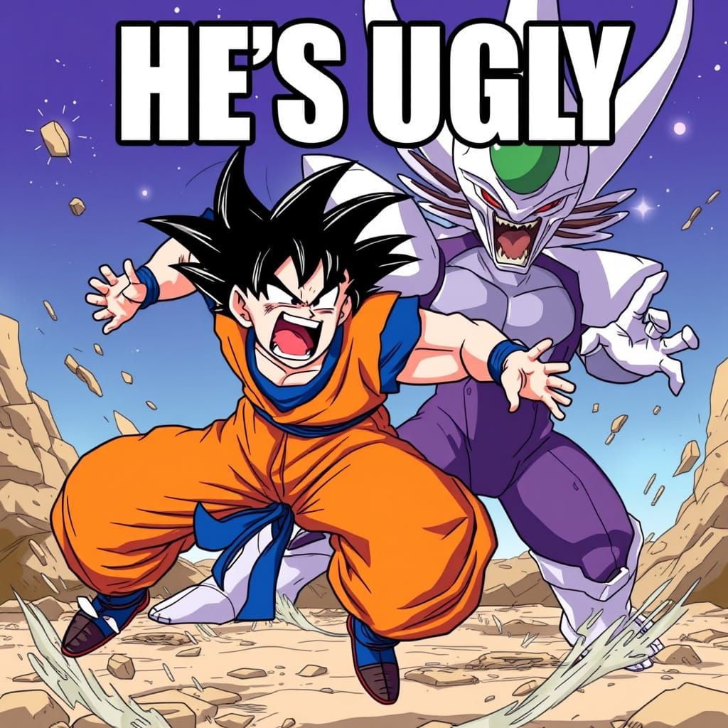 Goku Battles Frieza in a Frenzied Anime Style