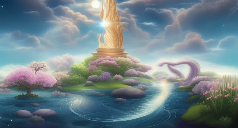 Yin Yang of Flowers in Art Nouveau Style