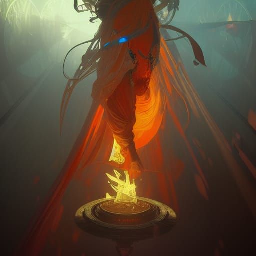 Dramatic Sacrifice Concept Art in Art Nouveau Style