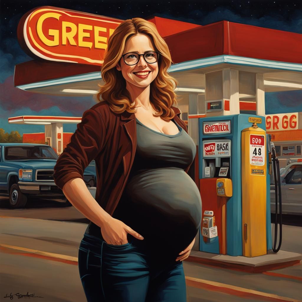 Pregnant Woman with Glasses in Graffiti Art Style
