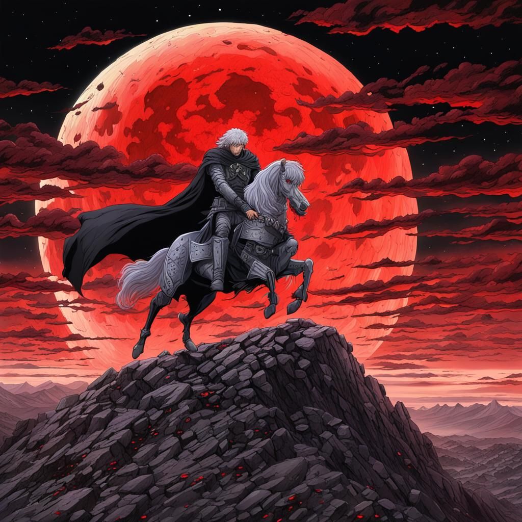 Griffith from Berserk Flies Before Red Moon