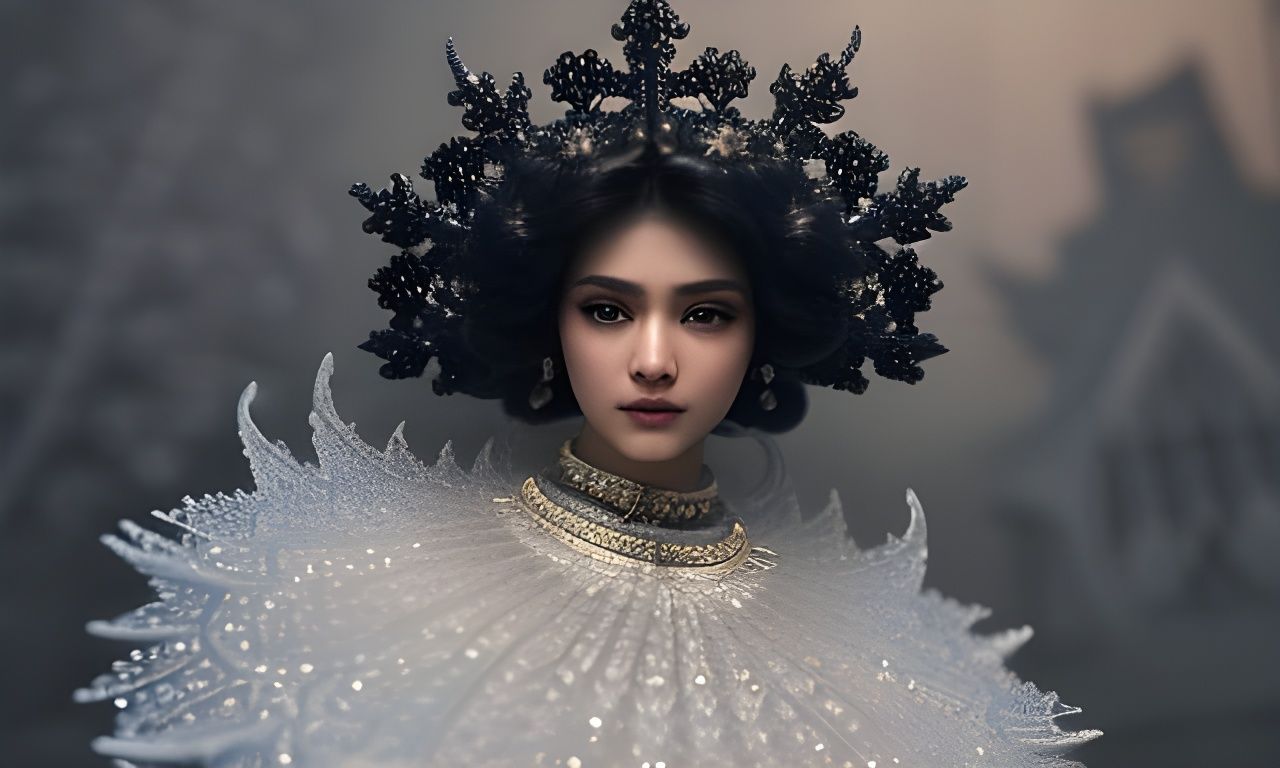 Snowflake Lady Portrait in Old Ballroom