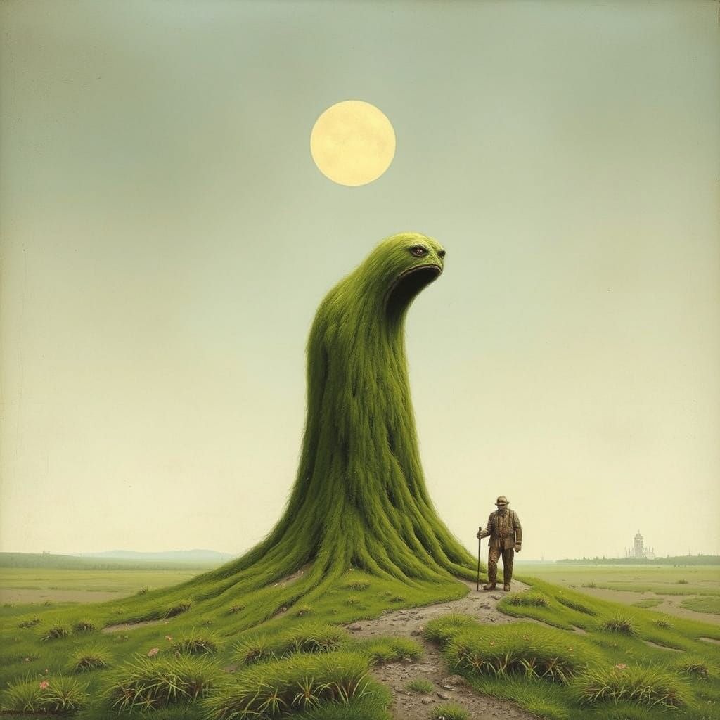 Gritty Post-Apocalyptic Landscape in Dark, Surrealist Style