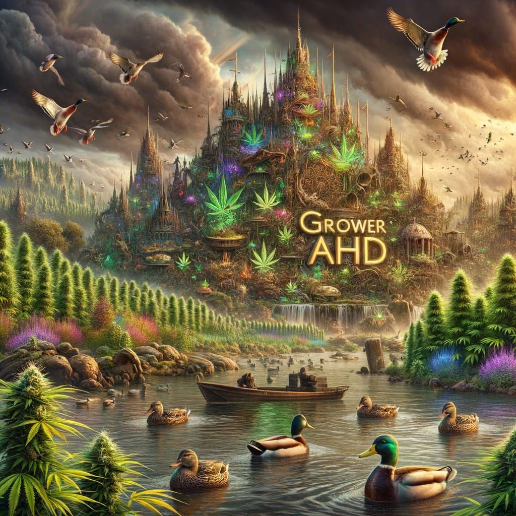 Epic Cannabis Landscape with Mallard Ducks and Grower ADHD
