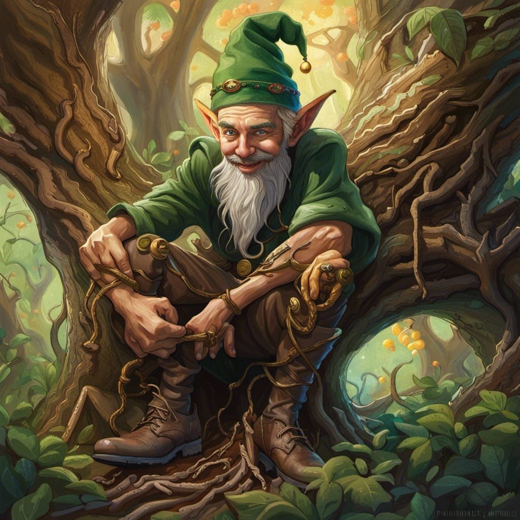 Elf with Stolen Treasure: Hyperrealistic Concept Art