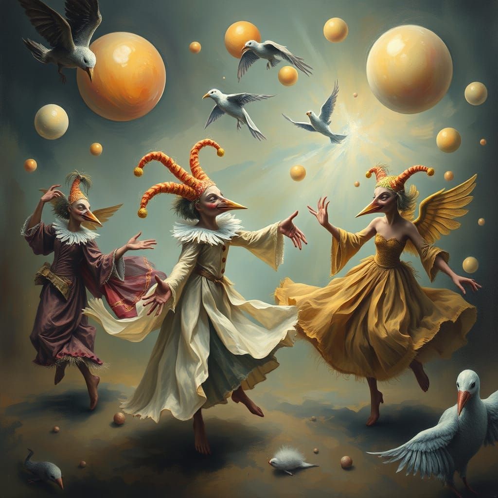 Surreal Hybrid Creatures Dance in Ethereal Light