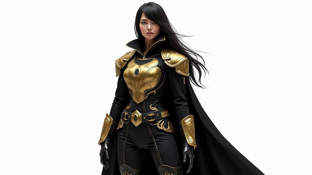 Imposing Woman in Military Fashion, Art Nouveau Style