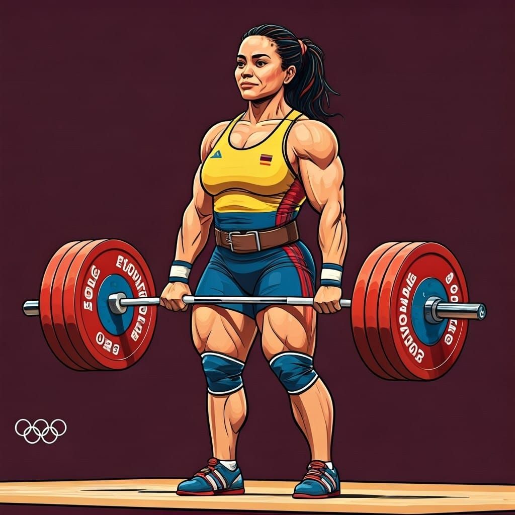 Colombian Weightlifter in Digital Comic Book Style