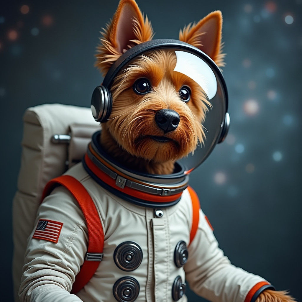 Scottie Dog Astronaut Among Moons and Galaxies