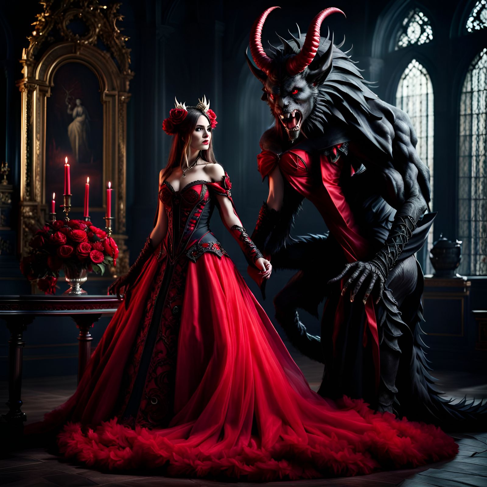 Demon Bride and Groom in Dark Fairytale Style