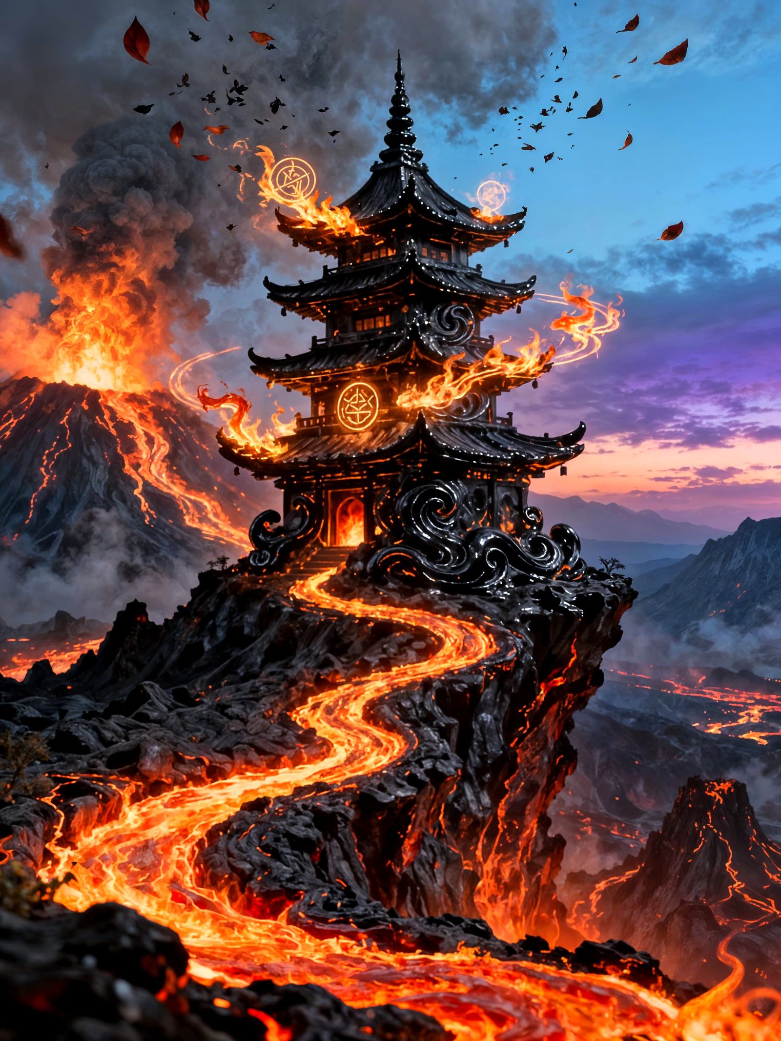 Obsidian Pagoda on Volcanic Ridge