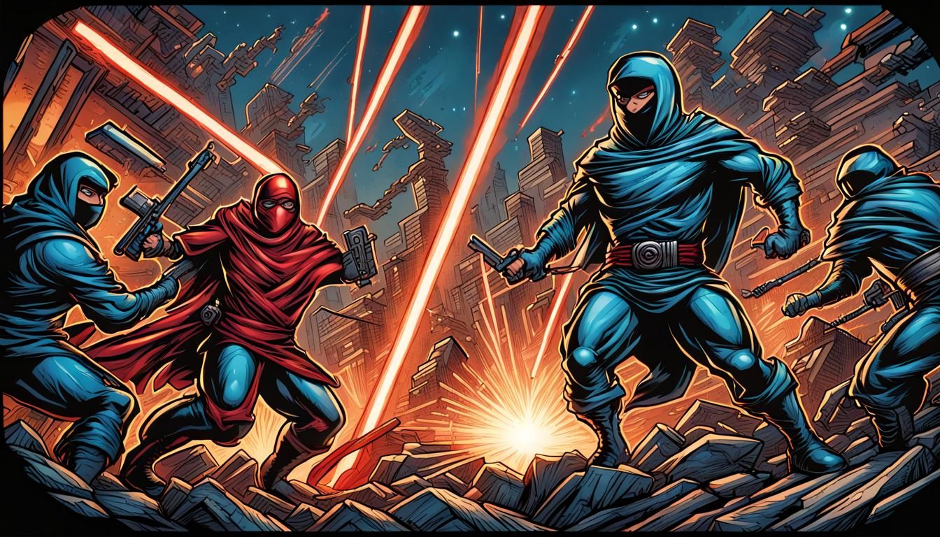 Ninjas with Laser Guns in Comic Book Art