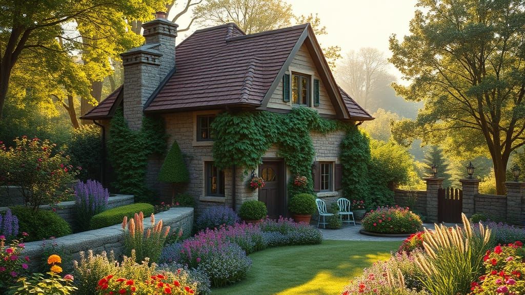 Whimsical Countryside Cottage in Idyllic Garden Setting