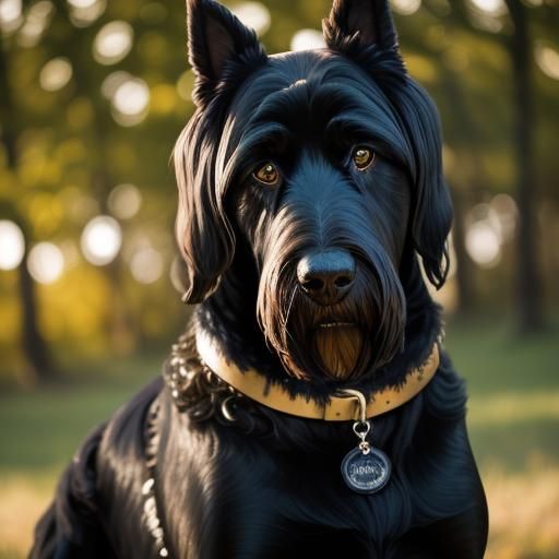 Giant Schnauzer Portrait in Natural Golden Light