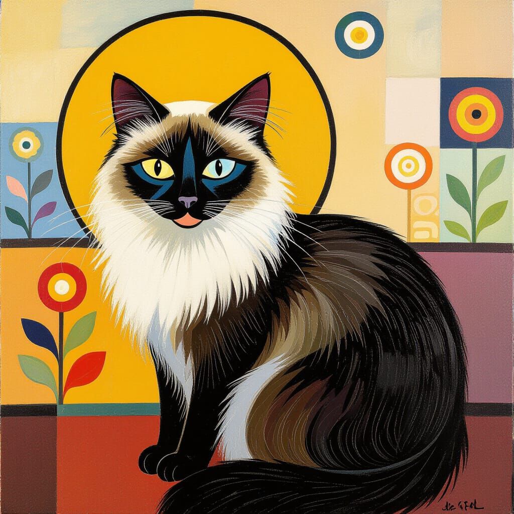 Birman Cat in Oil Painting Style