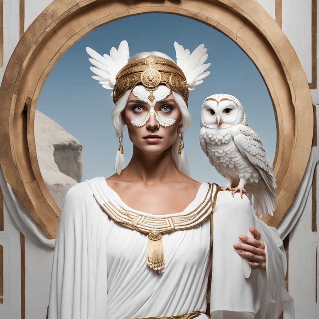 Greek Goddess with White Owl