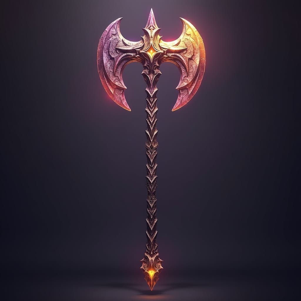 Legendary Battle Axe in Dark Fantasy Style