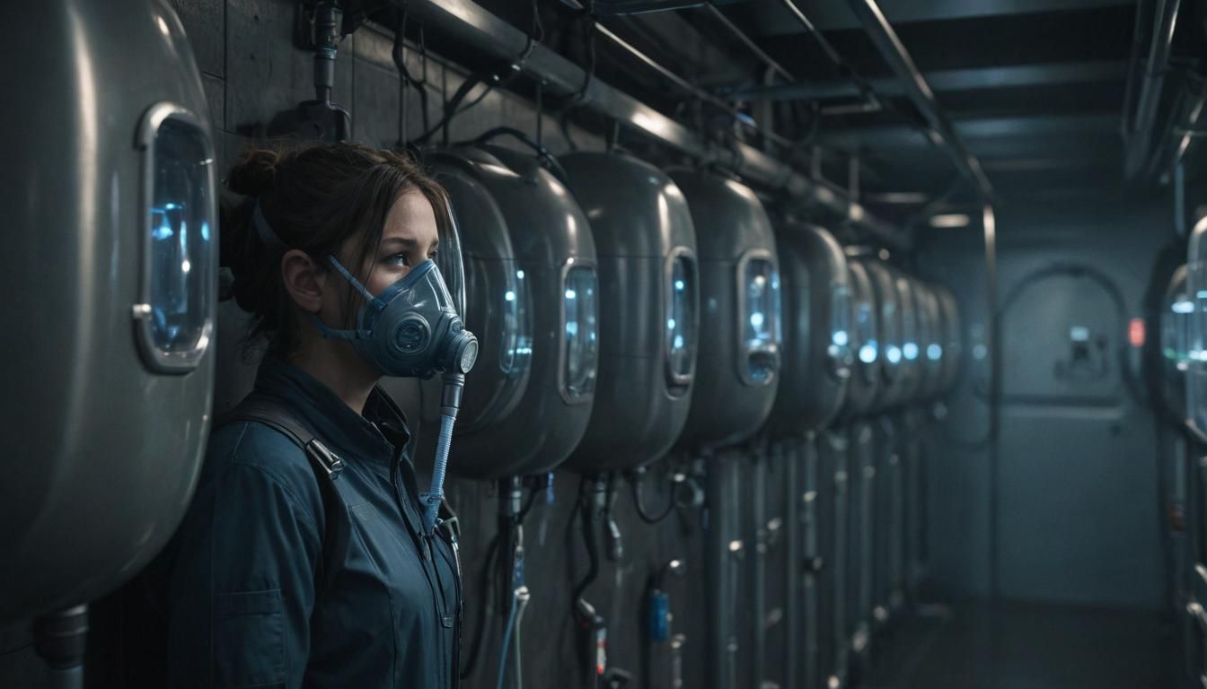 Dystopian Sci-Fi Pods: Isolation in High-Contrast Lighting