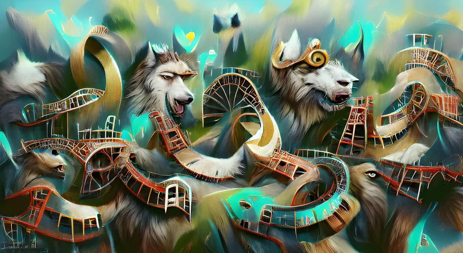 Fantasy Wolf Carnival with Winding Rollercoaster
