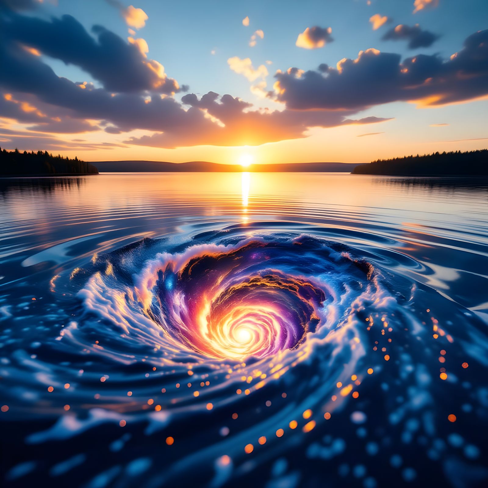 Galaxies Drain into Lake in Dramatic Cinematic Whirlpool